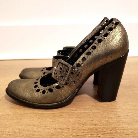 Rocco P Leather Metallic Heels - Picture 2 of 4